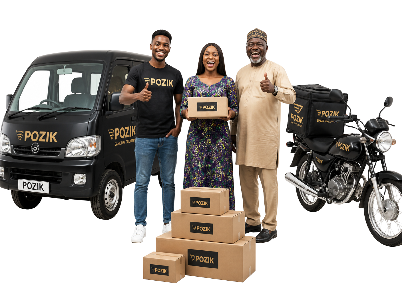 Pozik Logistics dispatch rider and delivery van in Port Harcourt